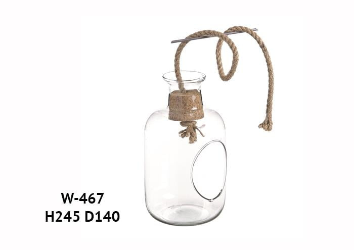 Ampolla vetro da appendere con tappo diametro 14 alta 24 cm