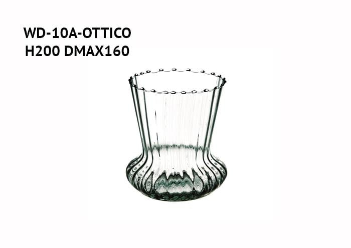 Vaso in vetro ottico riciclato diametro 16 alto 20 cm