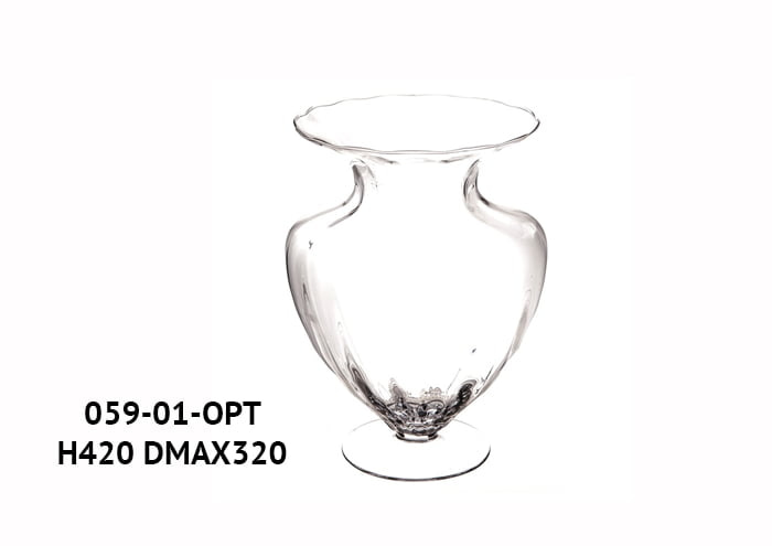 Vaso vintage in vetro ottico diametro 32 cm alto 42 cm