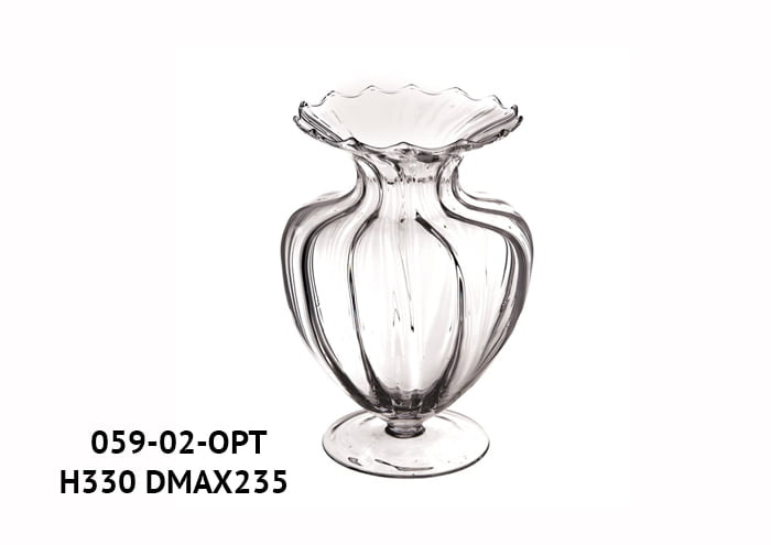 Vaso vintage in vetro ottico diametro 23 cm alto 33 cm