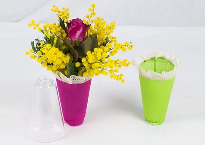 Conetti rivestiti in stoffa per composizioni floreali tnt