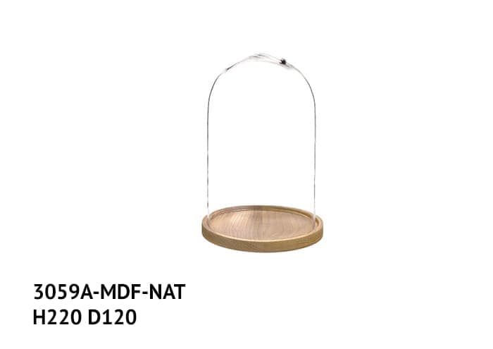 Campana vetro con base mdf naturale alta 22 cm