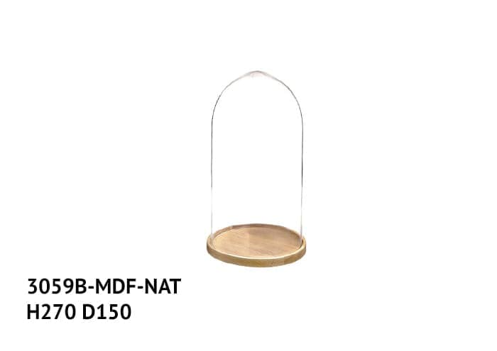 Camapana vetro con base mdf naturale alta 27 cm