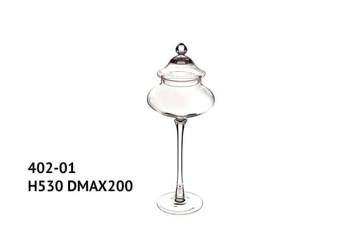 Bomboniera vetro gambo lungo alta 53 cm