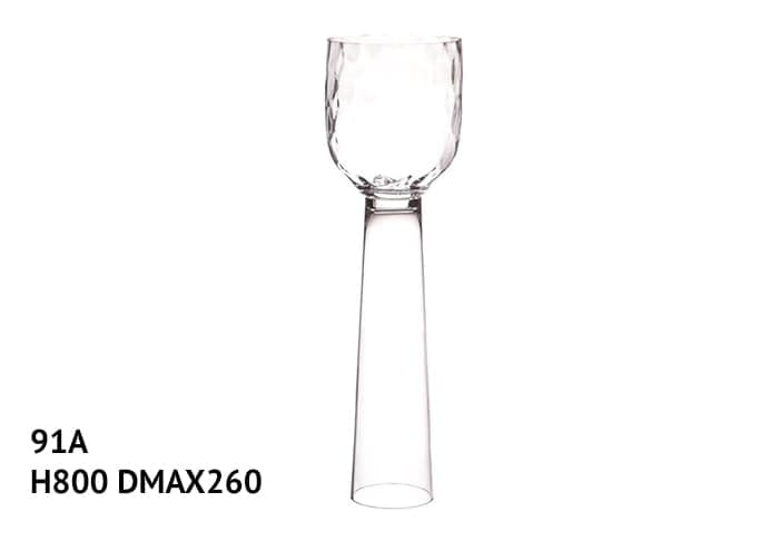 Calice vetro ottico gambo cavo alto 80 cm