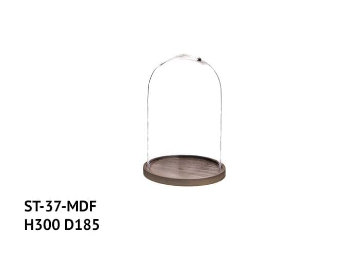 Camapana vetro base mdf marrone diametro 18,5 altezza 30 cm