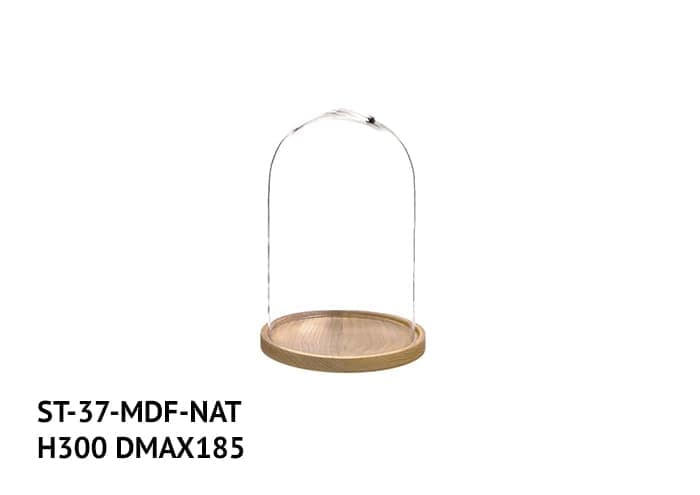 Camapana vetro base mdf naturale diametro 18,5 altezza 30 cm