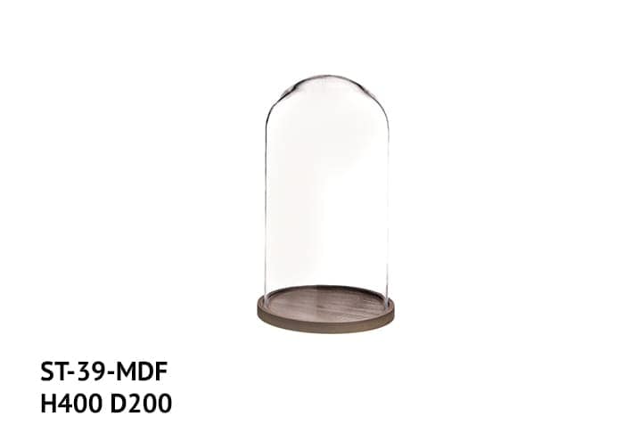 Camapana vetro base mdf marrone diametro 20 altezza 40 cm