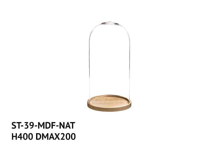 Camapana vetro base mdf naturale diametro 20 altezza 40 cm