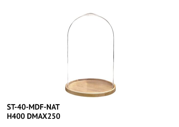 Camapana vetro base mdf naturale diametro 25 altezza 40 cm