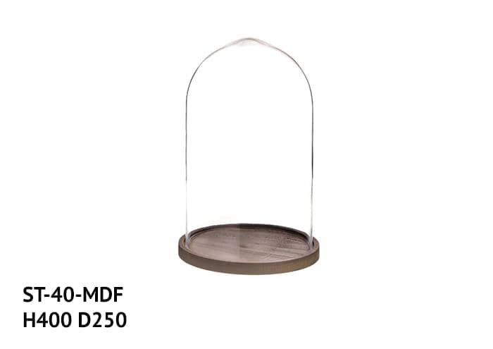 Camapana vetro base mdf marrone diametro 25 altezza 40 cm