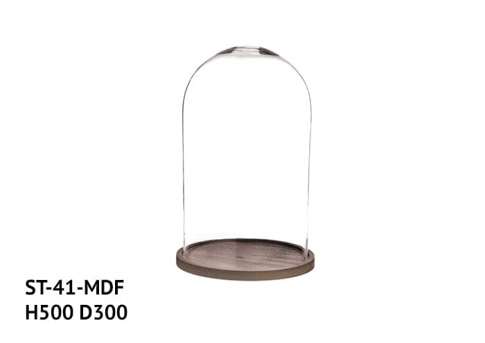 Cupola vetro base mdf marrone diametro 30 altezza 50 cm