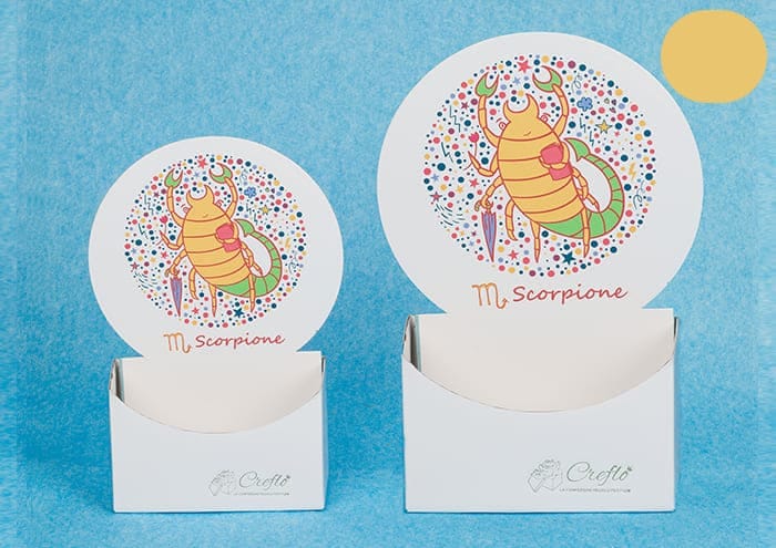 Scatole personalizzate con sticker colorati segno Scorpione - Creflò Symbol - medio