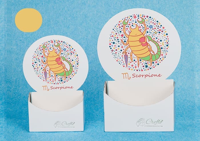Scatole personalizzate con sticker colorati segno Scorpione - Creflò Symbol - piccolo