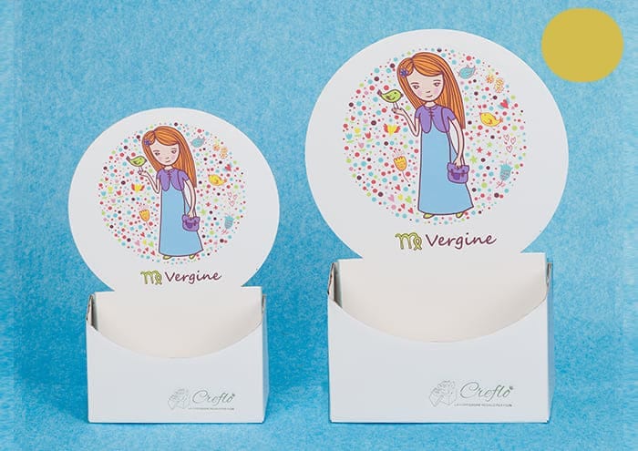 Scatole personalizzate con sticker colorati segno Vergine - Creflò Symbol - medio