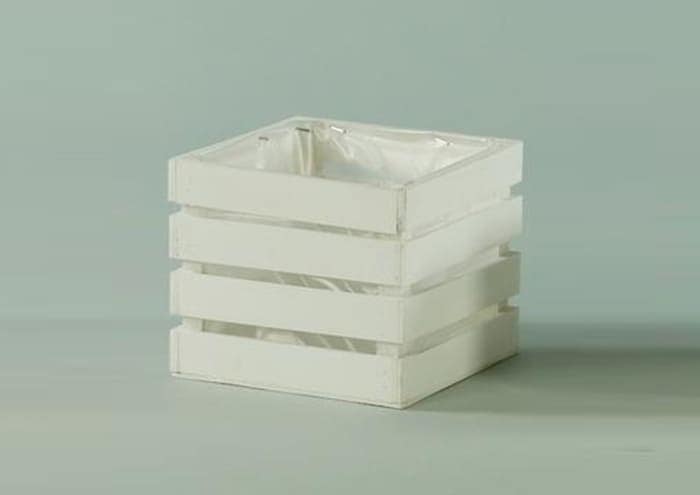 Immagine e commerce Cassette di legno bianche doghe larghe per piante vaso 14 cm