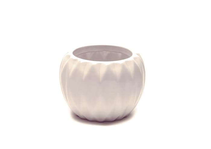 Immagine e-commerce Portavaso ceramica sferico con decori geometrici cm 17 h13 avorio