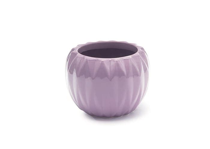 Immagine e-commerce Portavaso ceramica sferico con decori geometrici cm 17 h13 lilla