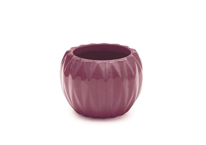 Immagine e-commerce Portavaso ceramica sferico con decori geometrici cm 17 h13 prugna