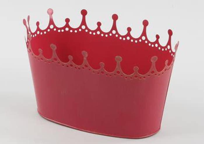 Immagine e commerce Copri vaso ovale latta rosso decoro corona cm 25x13 h11