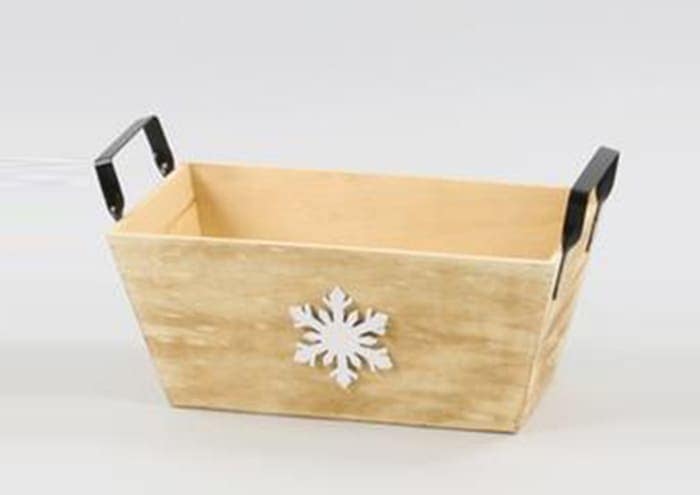 Immagine e commerce Cesto legno naturale manici ferro e fiocco neve cm 39x21 h18