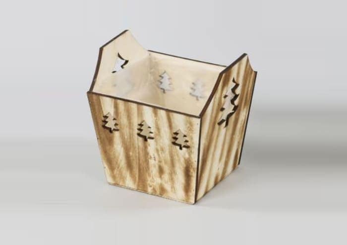 Immagine e commerce Portavaso legno naturale venato sagome abete cm 16x16 h14