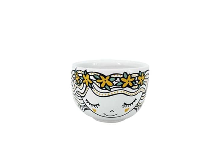 Immagine e commerce Testa portavaso viso dipinto fiori gialli diametro 7 cm