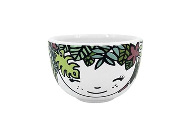 Immagine e commerce Vasi testa forma bowl dipinta foglie verdi diametro 11 cm