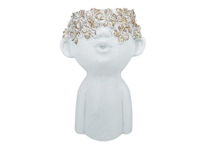 Immagine e commerce Testa portafiori viso bimbo foglie oro con busto h25 cm