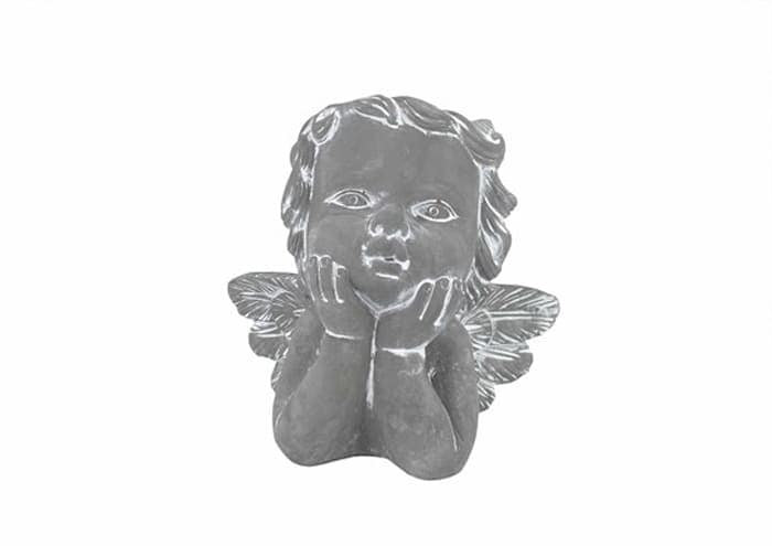 Immagine e commerce Vasi testa di angelo mani mento in cemento grigio h19 cm