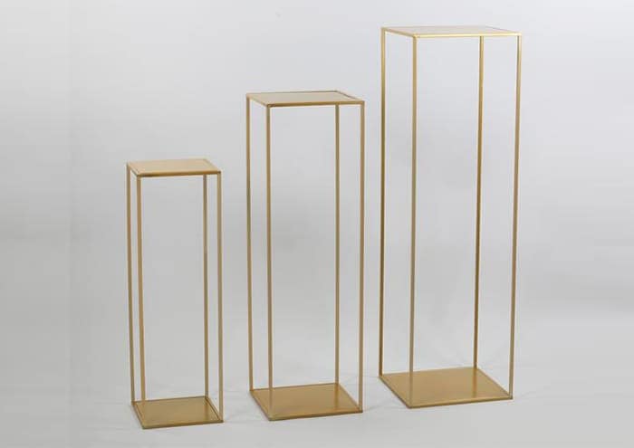 immagine e-commerce Serie 3 Alzate Quadrate in metallo Oro alte 80-100-120 cm