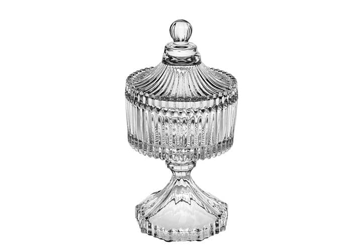 Immagine e commerce Portaconfetti vetro elegante con piede decoro righe cm 9 h18