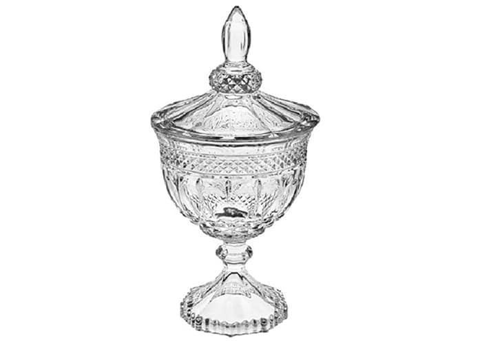 Immagine e commerce Coppa vetro stile Boemia con coperchio elegante lavorato cm 18 h35