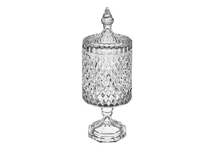 Immagine e commerce Portaconfetti vetro elegante forma cilindro con piede decoro rombi cm 9 h20