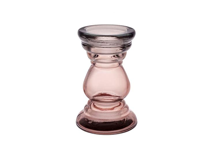 Immagine e commerce Portacandela in vetro colorato rosa cm 15 h19