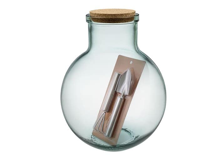 Immagine e commerce Vaso per terrarium piante sotto vetro con tappo sughero e attrezzi cm 24 h31