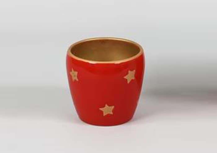 Immagine e commerce Portavaso natalizio rosso stelle oro per piante diametro 16 cm