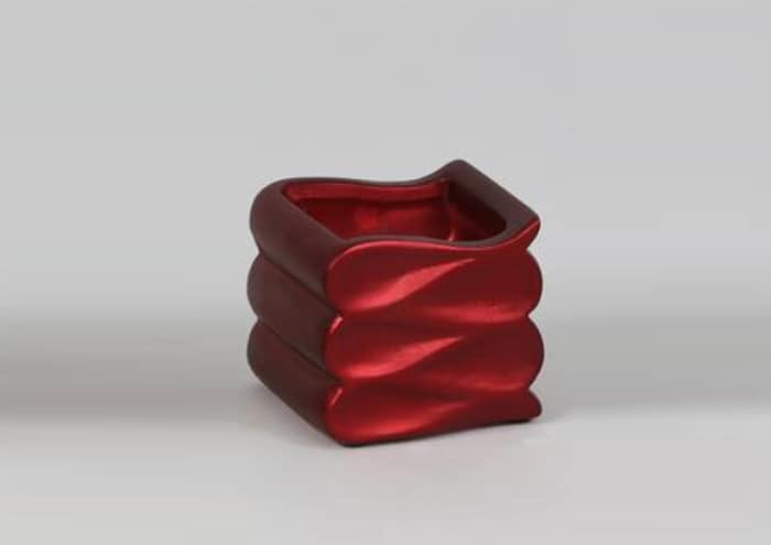 Immagine e commerce Portavaso natalizio ceramica rosso forma cubo per piante vaso 6 cm