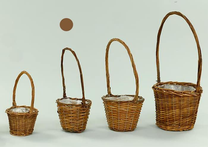 Immagine e commerce Cestino vimini scuro con manico per piante diametro 14 cm