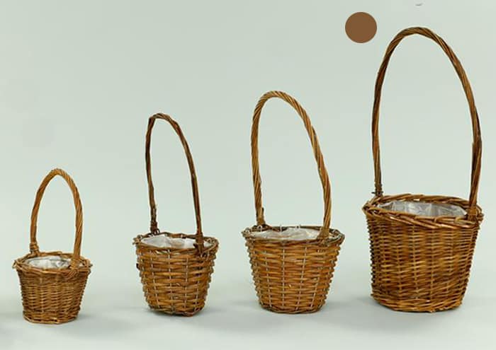 Immagine e commerce Cestino vimini scuro con manico per piante diametro 18 cm