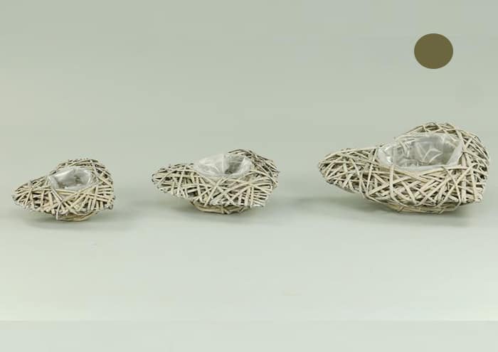 Immagine e commerce Cuore vimini grigio chiaro con base cm 34x29 h11