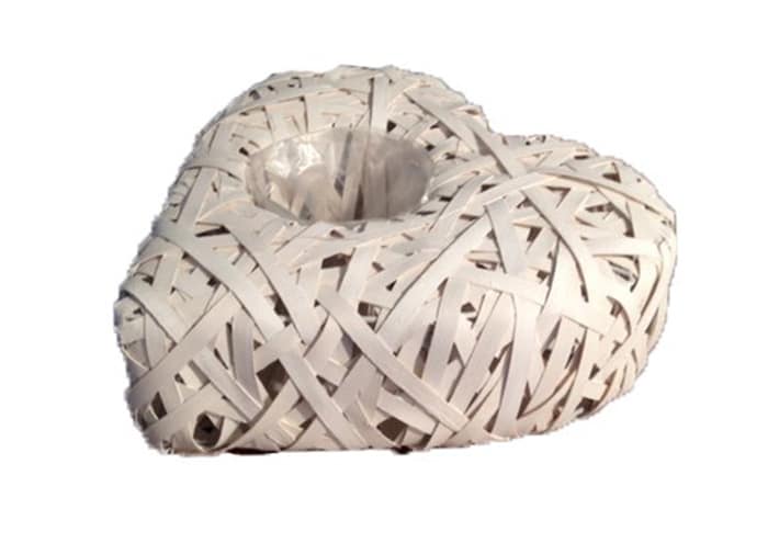 Immagine e commerce Cuore vimini bianco da appoggiare con foro cm 35x35 h13