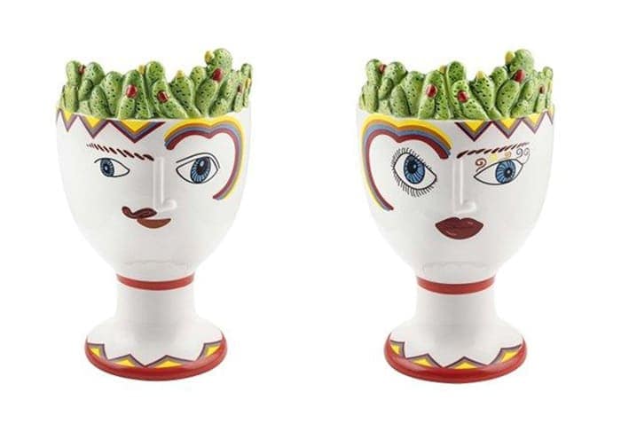 Immagine e commerce Serie 2 Portavaso maschio e femmina volto astratto alto 25 cm verde