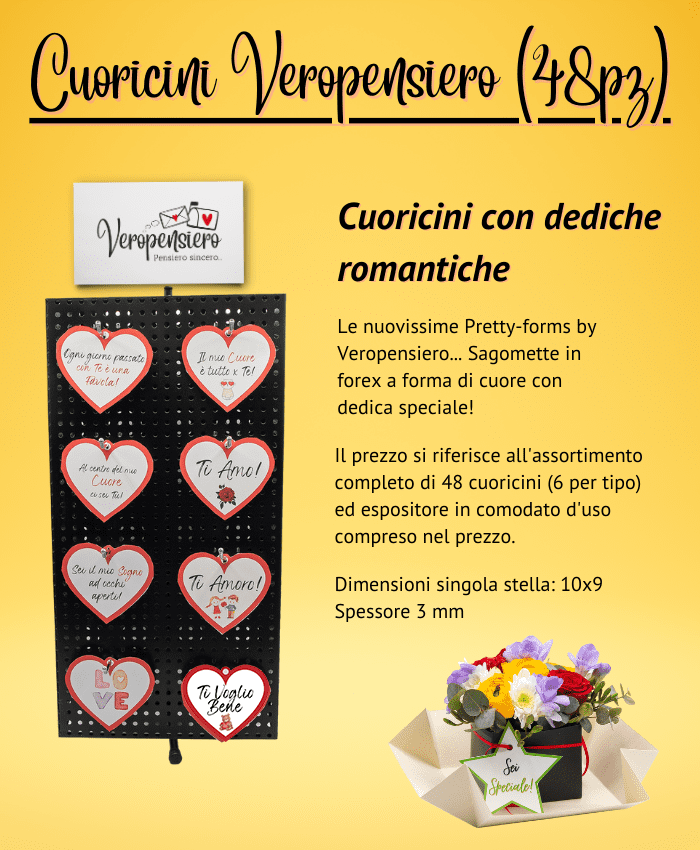 immagine ecommerce Pacchetto 48 Cuoricini con dedica romantica cm 10 h9 - Biglietti augurali in forex