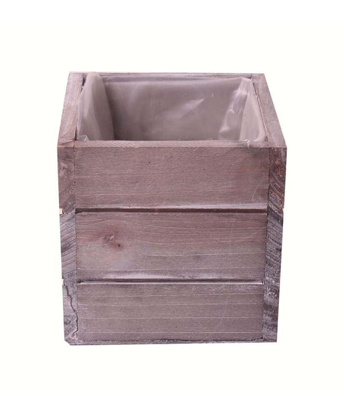 Immagine e commerce Cassette di legno shabby quadrate grigie doghe strette cm 14x14 h14