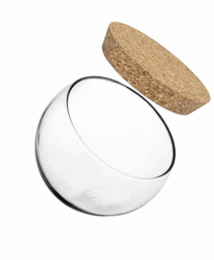 Immagine e commerce Porta confetti Sfera in vetro taglio obliquo con tappo sughero diametro 10 alta 10 cm