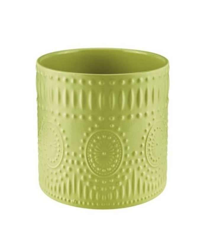 Immagine e commerce Vaso orchidea in ceramica decorata di forma cilindrica colore verde