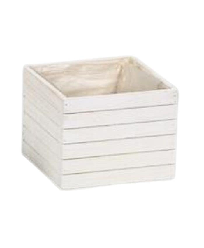Immagine-e-commerce-Cassetta quadrata in legno bianco per piante vaso diametro cm 16