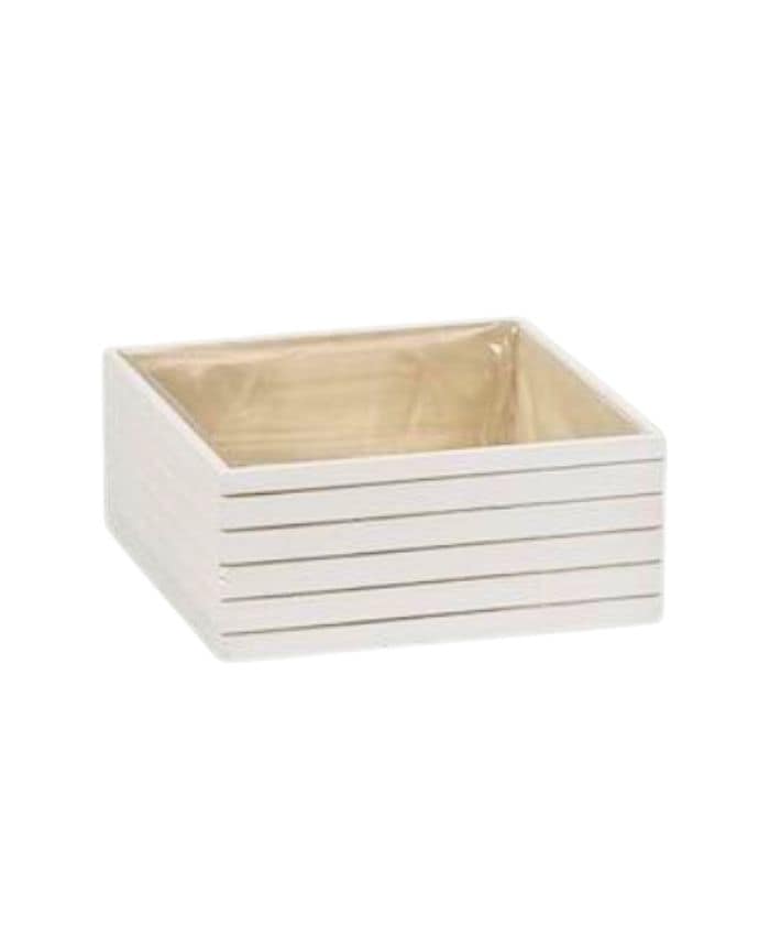 Immagine-e-commerce-Cassetta bianca quadrata in legno bassa 27X27 H 11 CM