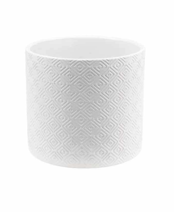 Immagine e commerce Cilindro in ceramica decori geometrici Bianco diametro 19 cm